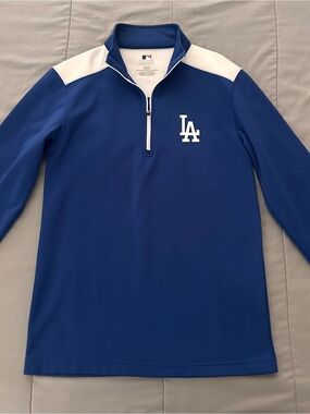 MLB Los Angeles Dodgers Royal Blue & White Half-Zip Pullover
